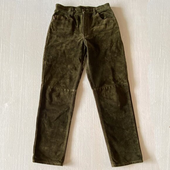 Vintage 2000s Suede Leather Pants - Size M - Wash & Wear Washable Suede - Picture 1 of 8